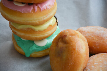 Assorted donuts with different frostings