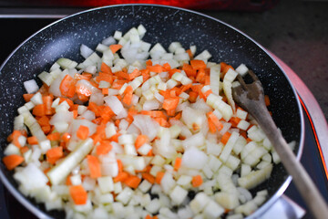 Chopped multi-vegetable stir-fry