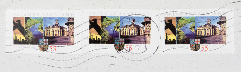 Briefmarke stamp gestempelt frankiert cancel used post letter mail brief vintage retro 50 jahre...