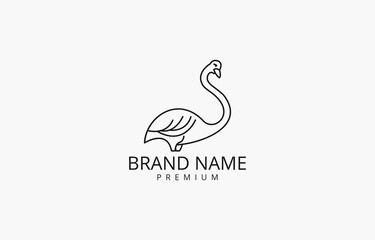 Vector of Swan Goose Line Art Logo Template