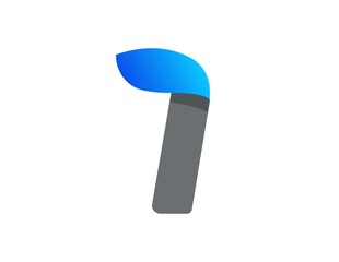 1 number aqua font, blue water drop design