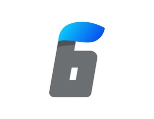 6 number aqua font, blue water drop design