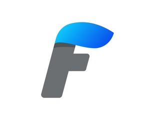 F letter aqua font, blue water drop design