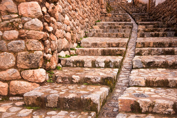 old stone stairs in chinchero ,cusco,Peru