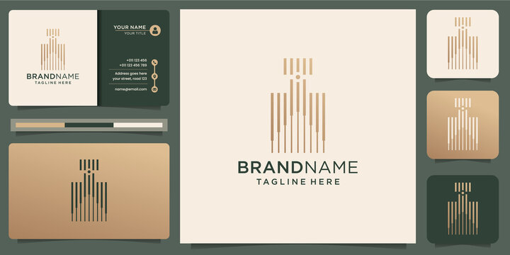 luxury perfume logo with business card template. elegant shape logo perfume for symbol business company. fashion,cosmetic,luxury,gold,modern,simple.premium vector