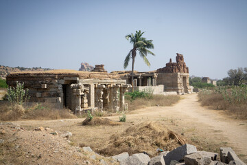 Ancient city architecture. Hampi Archeological Ruins.  India, Karnataka, Hampi city. Date: 10th...