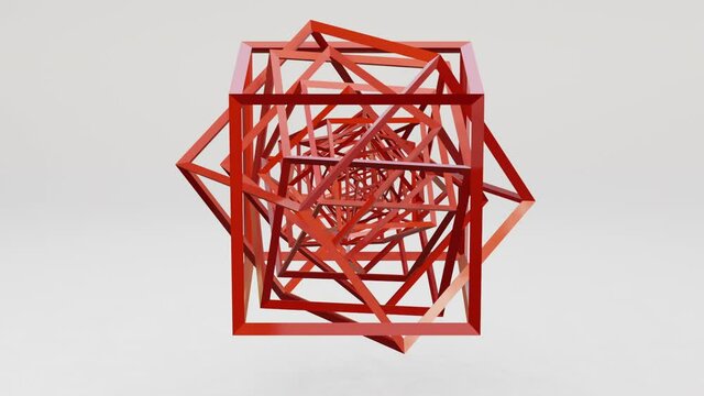 3d render abstract shiny parallelepiped animation loopable alpha matte mask transparency mask on white