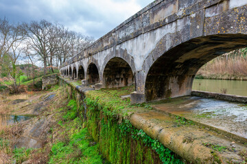 Fototapeta na wymiar Argent-Double Viaduct on the Canal du Midi in the South of France