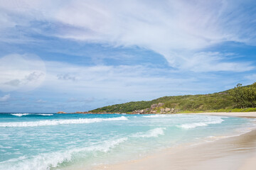 Obraz premium Tropical beach and sea shore at Mahe island, Seychelles