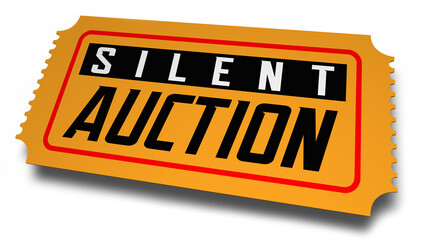 Silent Auction Ticket Special Charity Fundraising Event Admission 3d Illustration