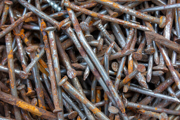 Old, rusty nails. Abstract background.