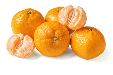 juicy ripe mandarins isolated on white