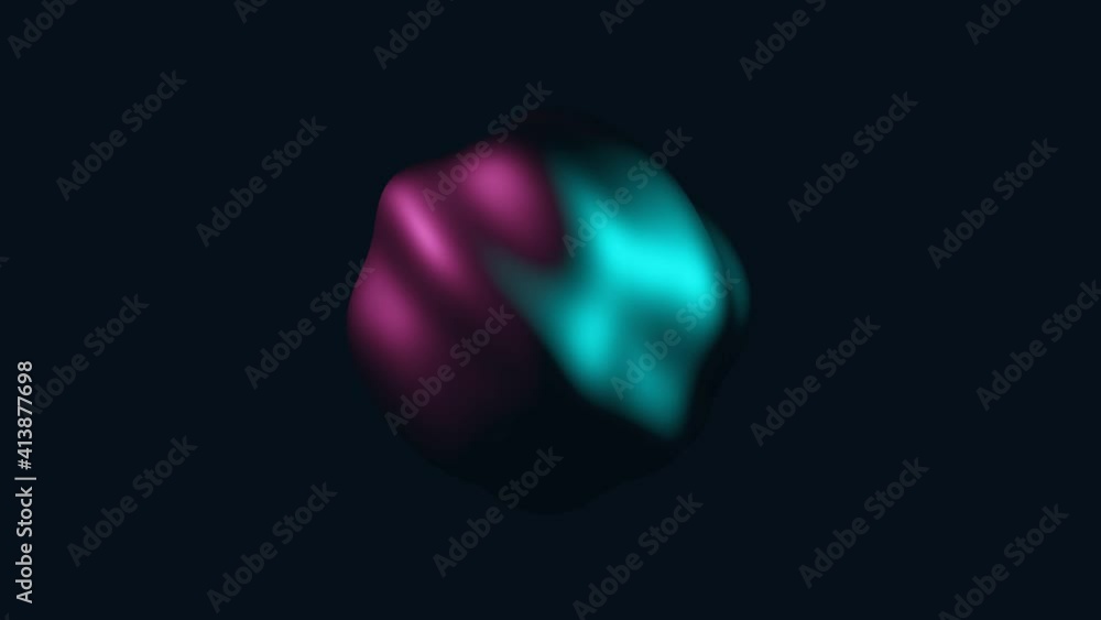 Aufkleber abstract 3d object in neon colors moving and transforming on a dark background. simple morphing moti