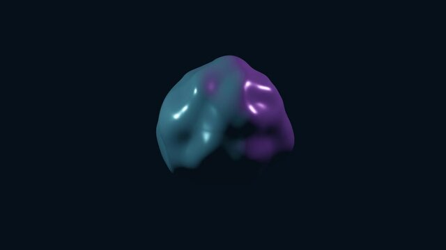 Abstract 3d object in neon colors moving and transforming on a black background. Minimal morphing motion graphic animated shape