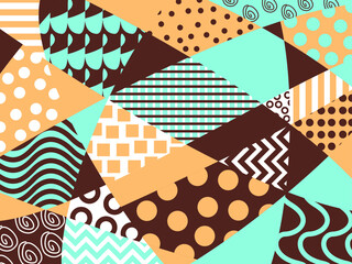 Fototapeta premium Vector graphics - a chaotic beautiful multicolored pattern of mosaics and geometric shapes. Concept-beauty and fashion
