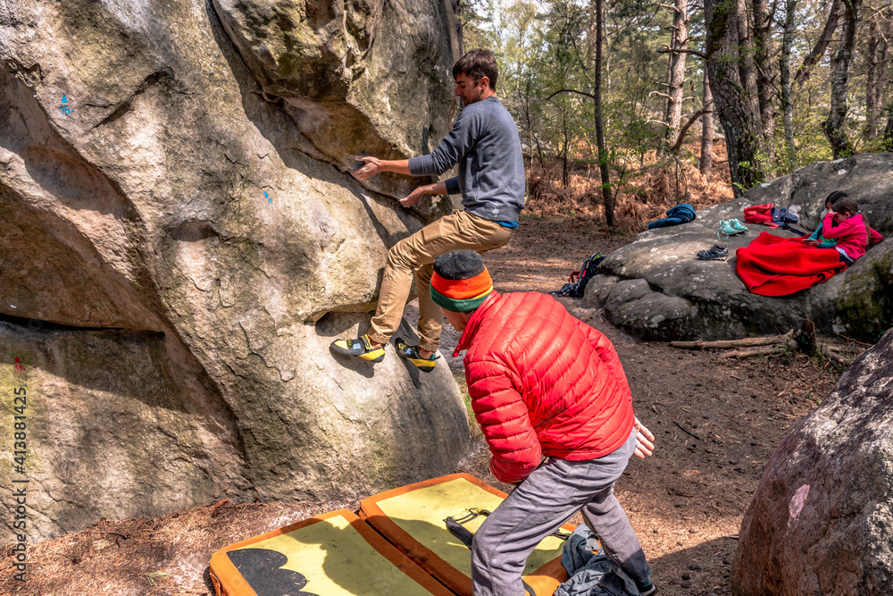 Poster Climber in Fontainebleau, France 