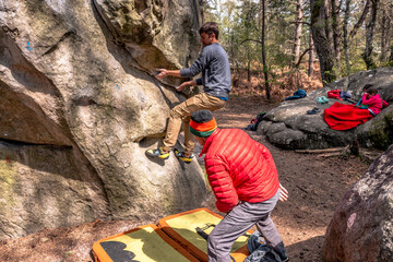 Climber in Fontainebleau, France 
