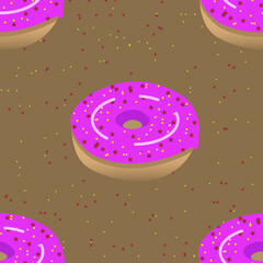 Pattern with pink donuts on baking paper background