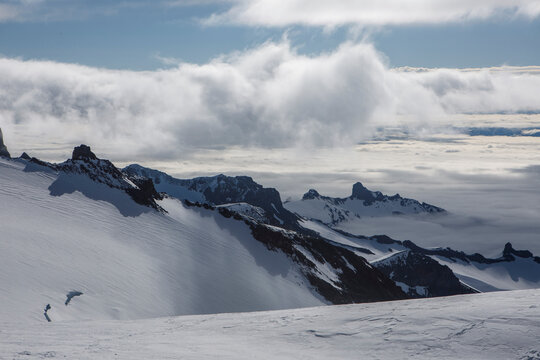 Mountain Ridges Seen From Camp Muir at 10,000 Feet on Mount Rainier