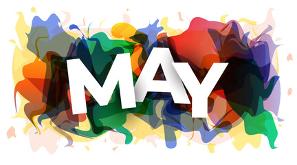 The word ''May'' on abstract colorful background. Vector illustration.