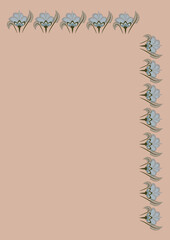 Cover for a book or notepad, postcard - stylized flowers and plants. Frame.