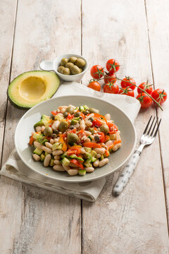 beans salad with avocado tomatoes olivesand capsicum