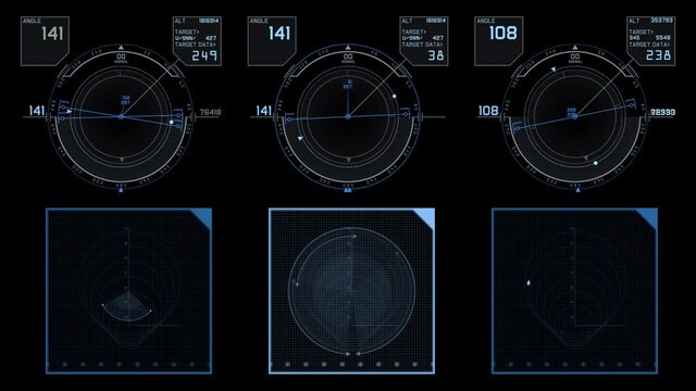 Dashboard elements 3in1. Spaceship dashboard with different instruments.