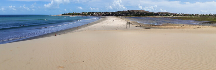 panoramic of Jericoacoara village from the sand dunes, Ceara, Brazil