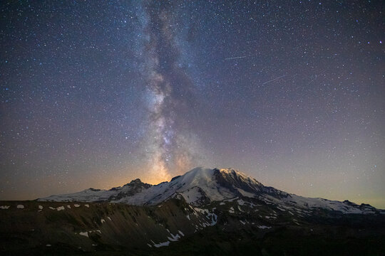 Stunning Milky Way Over Mt. Rainier in Mt. Rainier National Park