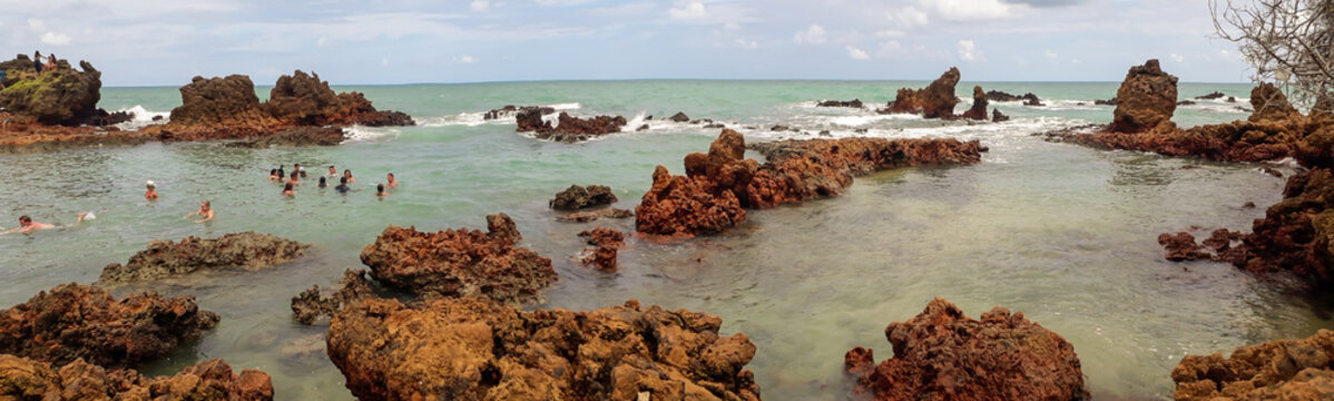 panoramic of famous Tambaba Beach in Paraiba, Brazil