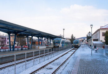 Fototapeta na wymiar railway station in the city of Targu Mures - Romania 12.Feb.2021 It is a city in Transylvania