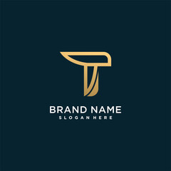 letter T logo with golden creative concept for company or person Premium Vector part 1