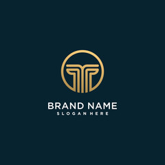 Fototapeta premium letter T logo with golden creative concept for company or person Premium Vector part 2