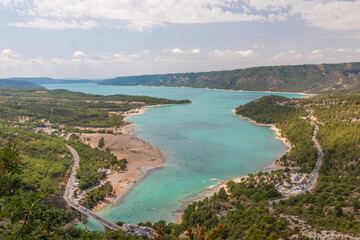 Obraz premium The Verdon river after the canyon, Gorges du Verdon, France
