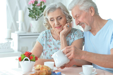 mature couple drinking tea