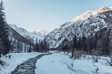 Fototapeta na wymiar River in the valley, Cogne, Aosta Valley, Italy 
