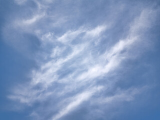 Blue summer sky with white cumulus clouds. Blue sky with clouds nature background.