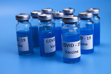 Coronavirus vaccine in ampoules. COVID-19 vaccination programme