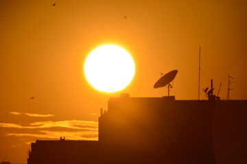 satellite dish at sunset