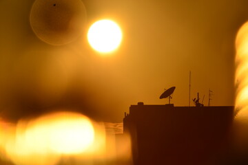 sunset in the city