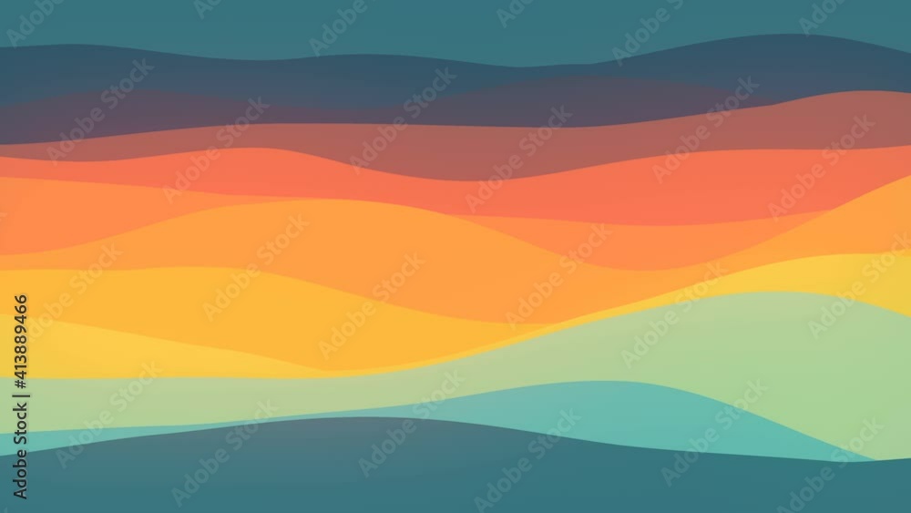 Poster Wavy background with flowing trendy gradients. 3d rendering loop animation 4K