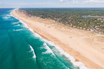 Aerial view of Hossegor surf spots, landes, france