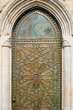 Jaffa old town, geometric patterns on mosque door, Tel Aviv, Israel