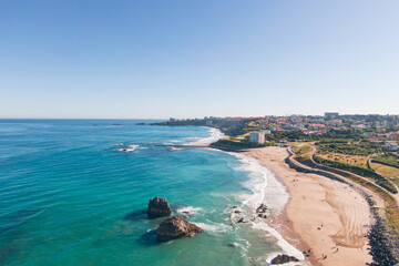 Drone shot, Milady beach , Biarritz, Basque country, France