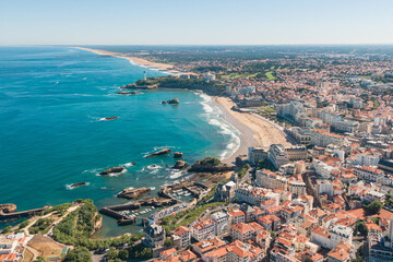 Aerial view of Biarritz in summer, Basque country, France - obrazy, fototapety, plakaty
