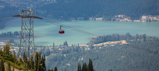 The Peak 2 Peak gondola on Whistler Blackcomb links the two mountain together.