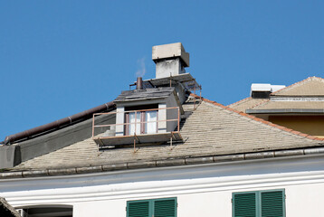 House with chimney and smoke 