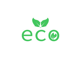 Green leaf, Eco icon on white background. Vector illustration.