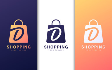 Letter D logo in a shopping bag with a modern concept
