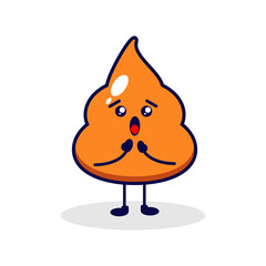 Poop surprised cute character illustration